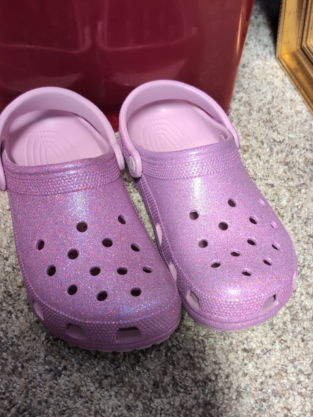 Womens' Glitter Slip-On Crocs Clog in Pink